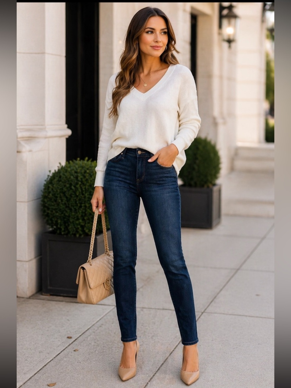 PAIGE Skyline Skinny Ankle Jeans Dark Wash Size 25 Stretch